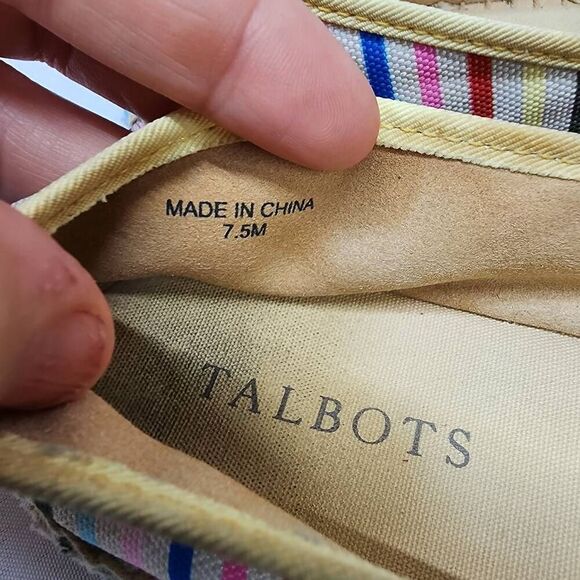 Talbots Women's 7.5 Izzy Horizons Striped Espadrille Canvas Slip-On Comfort Shoe - Picture 8 of 10